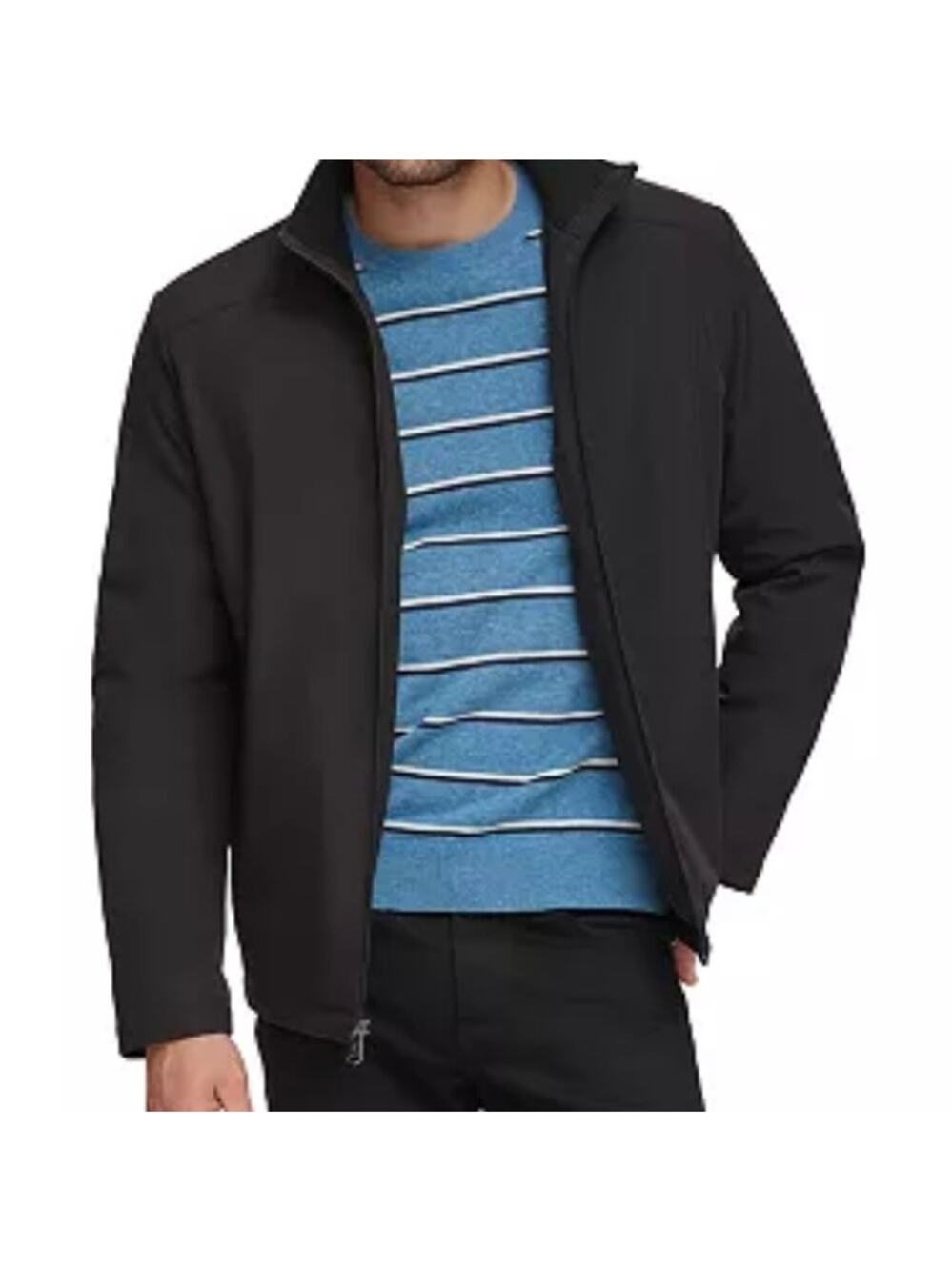 CALVIN KLEIN Men's Black Mid weight Hooded Casual Rain Jacket size Large